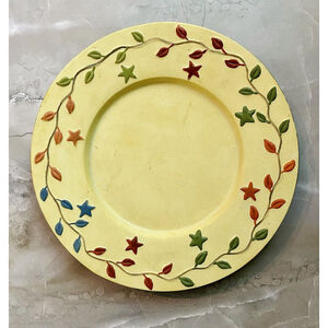 Yankee Candle Co. Exclusive Candle PLATE BASE Yellow with Stars & Vines 7.25"